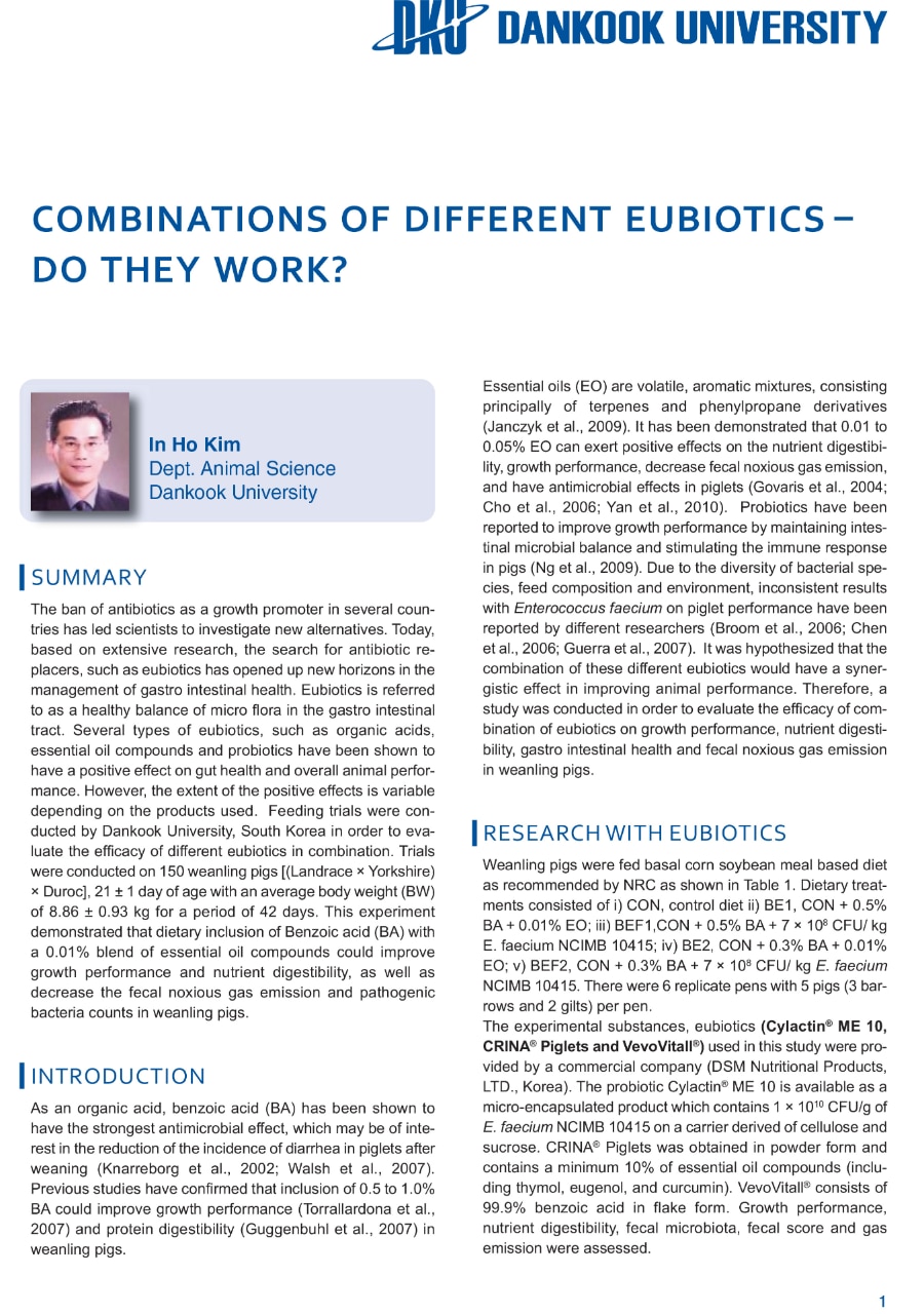 Combination Of Different Eubiotics