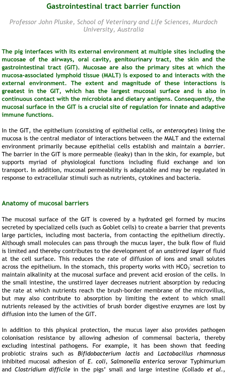 Gastrointestinal Tract Barrier Function